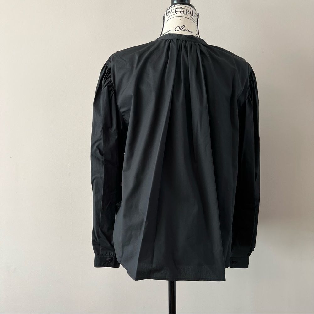 Bassike cotton boxy gathered shirt blouse black 1 small 4 - Picture 3 of 5